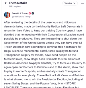 Trump post on truthsocial.com